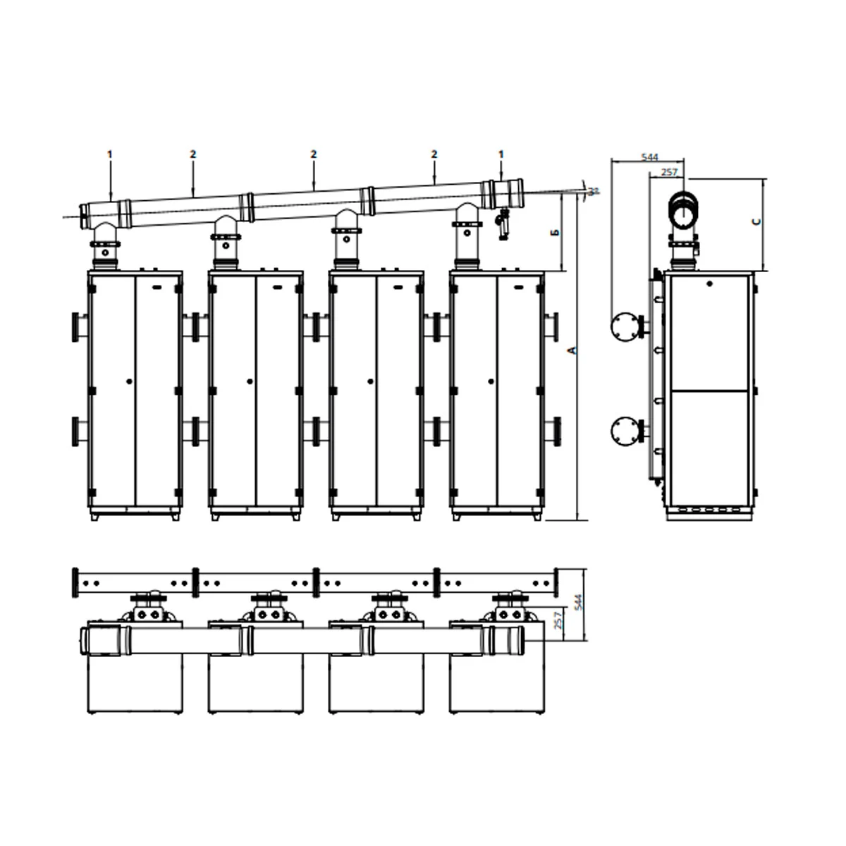 Газовый котел 180 кВт напольный R1KG-А-180 Radiant