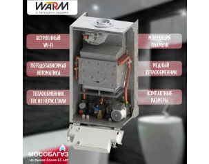 Газовый настенный котел Warm AUROS - PRO + WI-FI (Двухконтурный) - 24 кВт